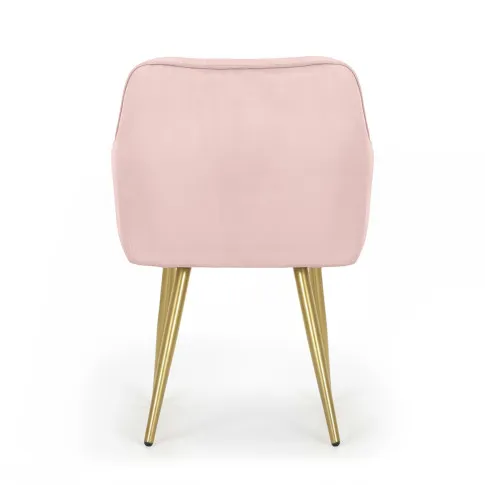 Szczegółowe zdjęcie nr 5 produktu 2x Welurowe krzesło tapicerowane z przeszyciami Pudrowy Róż FLORENCE Złote nogi