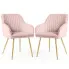 Zdjęcie produktu 2x Welurowe krzesło tapicerowane z przeszyciami Pudrowy Róż FLORENCE Złote nogi.