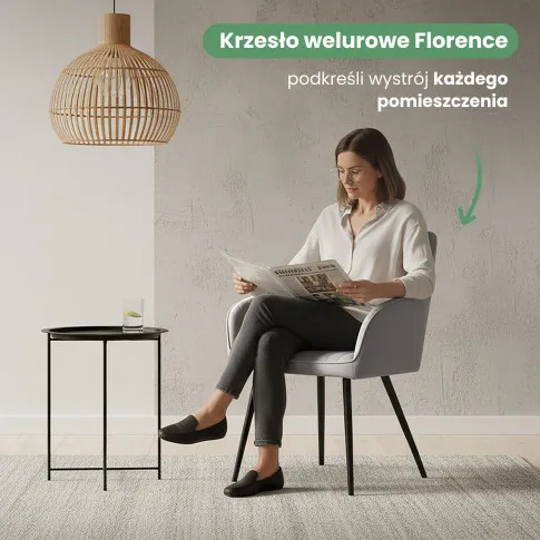 Szczegółowe zdjęcie nr 8 produktu 2x Welurowe krzesło tapicerowane z przeszyciami Szary FLORENCE Czarne nogi