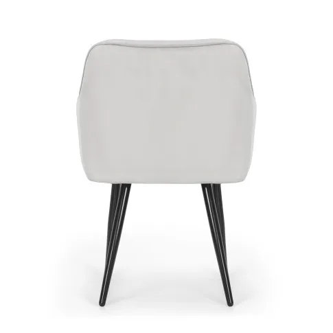 Szczegółowe zdjęcie nr 5 produktu 2x Welurowe krzesło tapicerowane z przeszyciami Szary FLORENCE Czarne nogi