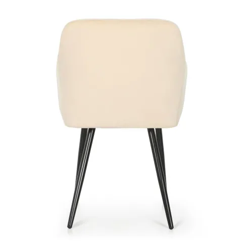 Szczegółowe zdjęcie nr 5 produktu 2x Krzesło tapicerowane z przeszyciami kwadratowymi Beżowe LUXANO Czarne nogi