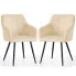 Zdjęcie produktu 2x Krzesło tapicerowane z przeszyciami kwadratowymi Beżowe LUXANO Czarne nogi.