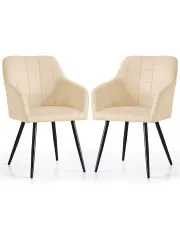 Zestaw 2 beżowych welurowych krzeseł pikowanych - Cormelis 4X w sklepie Edinos.pl