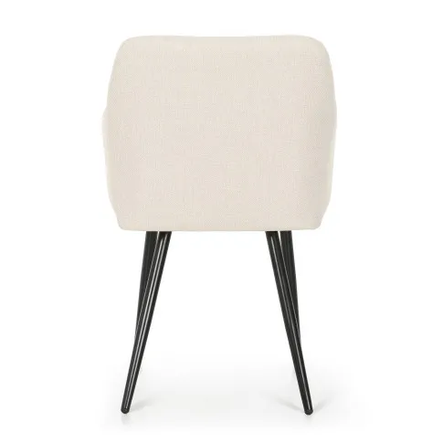 Szczegółowe zdjęcie nr 5 produktu 2x Krzesło tapicerowane z przeszyciami kwadratowymi Kremowe LUXANO Czarne nogi tkanina Lumos