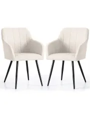 Zestaw 2 kremowych krzeseł tapicerowanych - Cormelis 3X w sklepie Edinos.pl