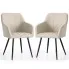 Zdjęcie produktu 2x Krzesło tapicerowane z przeszyciami kwadratowymi Beżowe LUXANO Czarne nogi tkanina Lumos.
