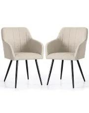 Zestaw 2 beżowych krzeseł tapicerowanych - Cormelis 3X w sklepie Edinos.pl