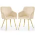 Zdjęcie produktu 2x Krzesło tapicerowane z przeszyciami kwadratowymi Beżowe LUXANO Złote nogi.