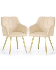 Zestaw 2 beżowych krzeseł pikowanych glamour - Cormelis 5X w sklepie Edinos.pl