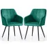 Zdjęcie produktu 2x Krzesło tapicerowane z przeszyciami kwadratowymi Butelkowa Zieleń LUXANO Czarne nogi.