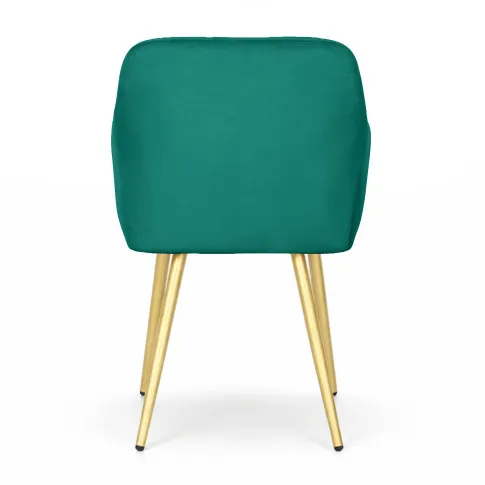 Szczegółowe zdjęcie nr 5 produktu 2x Krzesło tapicerowane z przeszyciami kwadratowymi Butelkowa Zieleń LUXANO Złote nogi