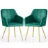 Zdjęcie produktu 2x Krzesło tapicerowane z przeszyciami kwadratowymi Butelkowa Zieleń LUXANO Złote nogi.