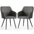 Zdjęcie produktu 2x Krzesło tapicerowane z przeszyciami kwadratowymi Ciemny Grafit LUXANO Czarne nogi tkanina Lumos.