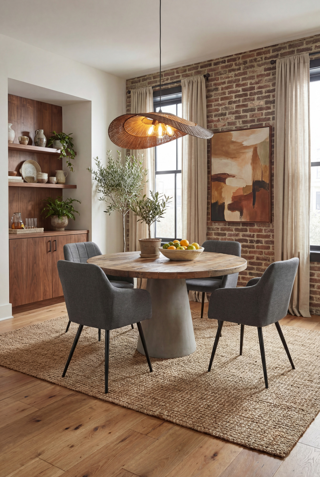 Aranżacja jadalni z grafitowymi krzesłami Cormelis 3X