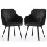 Zdjęcie produktu 2x Krzesło tapicerowane z przeszyciami kwadratowymi Czarne LUXANO Czarne nogi.