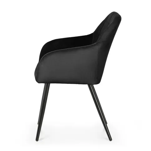 Szczegółowe zdjęcie nr 4 produktu 2x Krzesło tapicerowane z przeszyciami kwadratowymi Czarne LUXANO Czarne nogi