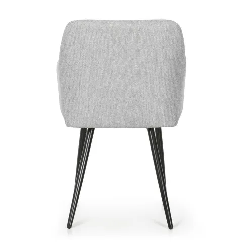 Szczegółowe zdjęcie nr 5 produktu 2x Krzesło tapicerowane z przeszyciami kwadratowymi Jasny Szary LUXANO Czarne nogi tkanina Lumos