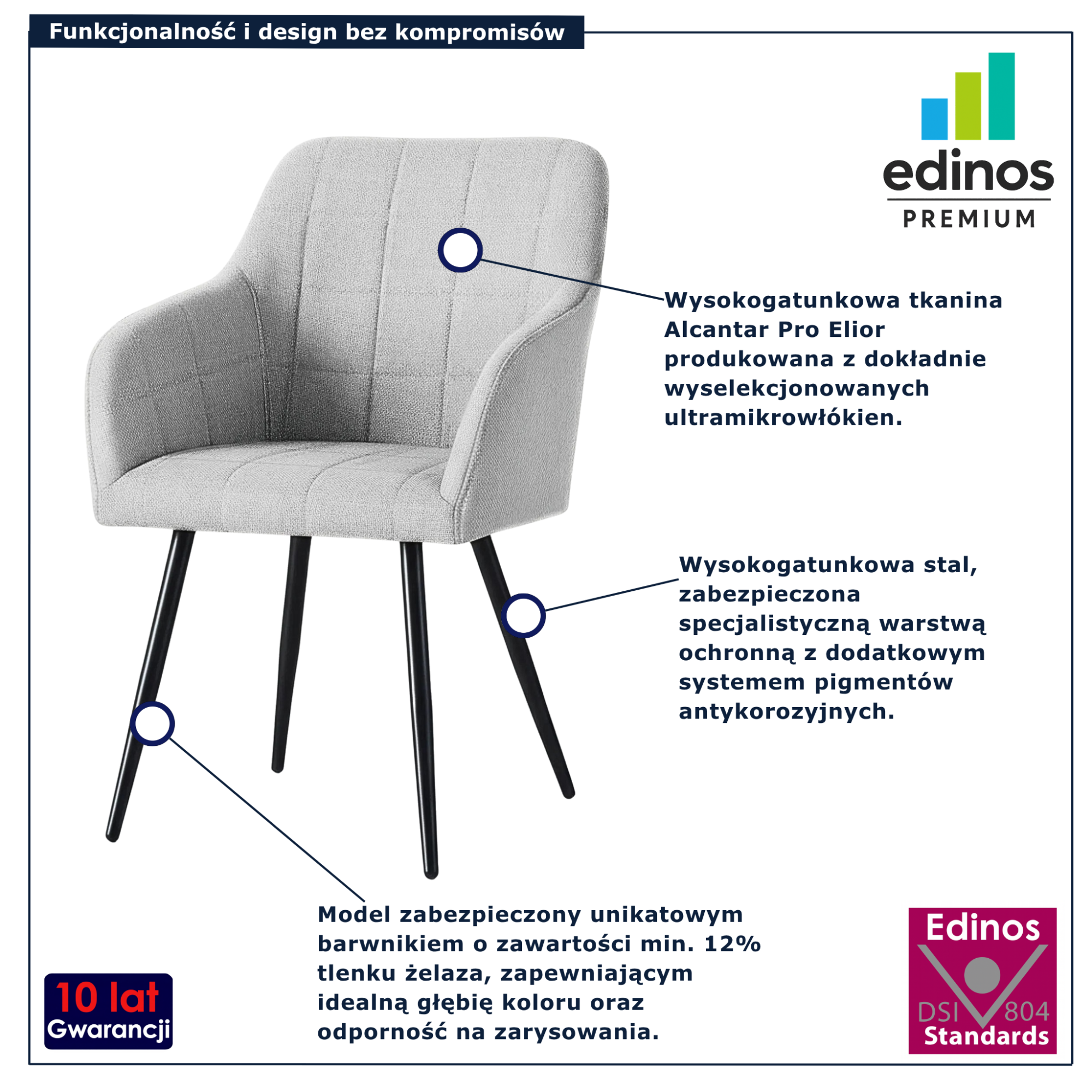 Szare krzesło tapicerowane Cormelis 3X