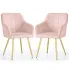 Zdjęcie produktu 2x Krzesło tapicerowane z przeszyciami kwadratowymi Pudrowy Róż LUXANO Złote nogi.