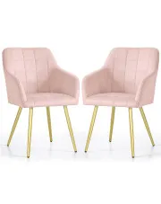 Zestaw 2 różowych krzeseł glamour welurowych - Cormelis 5X w sklepie Edinos.pl