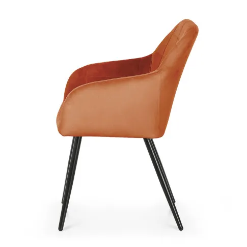 Szczegółowe zdjęcie nr 4 produktu 2x Krzesło tapicerowane z przeszyciami kwadratowymi Miedziane LUXANO Czarne nogi