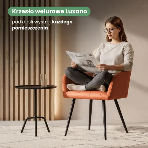 Szczegółowe zdjęcie nr 8 produktu 2x Krzesło tapicerowane z przeszyciami kwadratowymi Miedziane LUXANO Czarne nogi