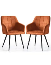 Zestaw 2 pomarańczowych krzeseł pikowanych - Cormelis 4X w sklepie Edinos.pl