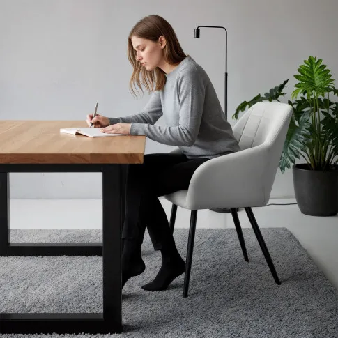 Szczegółowe zdjęcie nr 11 produktu 2x Krzesło tapicerowane z przeszyciami kwadratowymi Szare LUXANO Czarne nogi