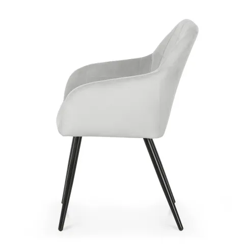 Szczegółowe zdjęcie nr 4 produktu 2x Krzesło tapicerowane z przeszyciami kwadratowymi Szare LUXANO Czarne nogi