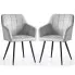 Zdjęcie produktu 2x Krzesło tapicerowane z przeszyciami kwadratowymi Szare LUXANO Czarne nogi.