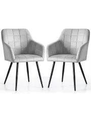 Zestaw 2 szarych krzeseł tapicerowanych welurem - Cormelis 4X w sklepie Edinos.pl