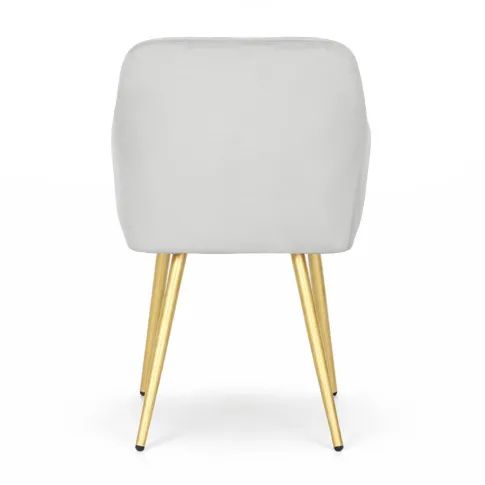 Szczegółowe zdjęcie nr 5 produktu 2x Krzesło tapicerowane z przeszyciami kwadratowymi Szare LUXANO Złote nogi