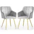 Zdjęcie produktu 2x Krzesło tapicerowane z przeszyciami kwadratowymi Szare LUXANO Złote nogi.