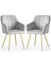 Zestaw 2 szarych krzeseł glamour tapicerowanych welurem - Cormelis 5X w sklepie Edinos.pl