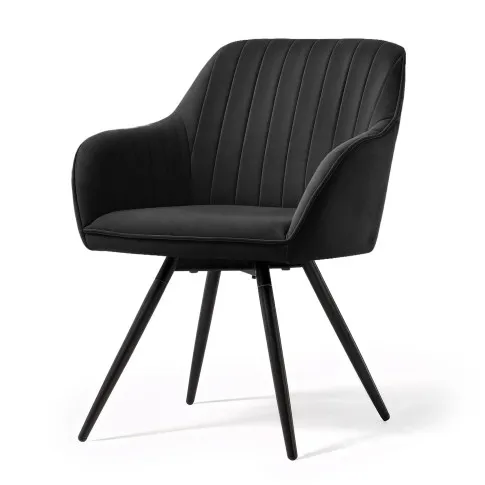 Fotografia 2x Welurowe krzesło obrotowe z przeszyciami Czarne TURNO Czarne nogi z kategorii Krzesła