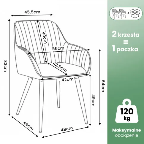 Zdjęcie 2x Welurowe krzesło obrotowe z przeszyciami Czarne TURNO Czarne nogi | Edinos.pl