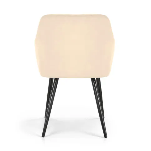 Szczegółowe zdjęcie nr 5 produktu 2x Welurowe krzesło tapicerowane pikowane w romby Beżowe VELTO Czarne nogi