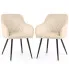 Zdjęcie produktu 2x Welurowe krzesło tapicerowane pikowane w romby Beżowe VELTO Czarne nogi.