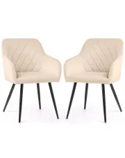 Zestaw 2 beżowych krzeseł pikowanych - Caveroz w sklepie Edinos.pl