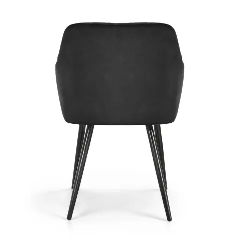 Szczegółowe zdjęcie nr 5 produktu 2x Welurowe krzesło tapicerowane pikowane w romby Czarne VELTO Czarne nogi