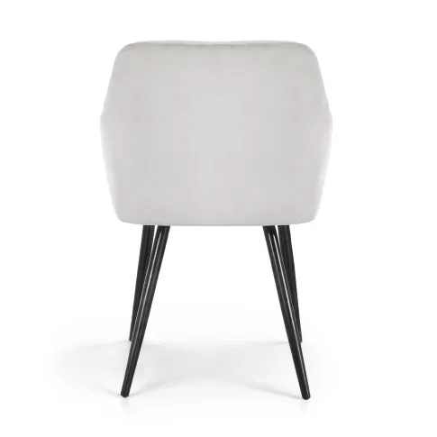 Szczegółowe zdjęcie nr 5 produktu 2x Welurowe krzesło tapicerowane pikowane w romby Szare VELTO Czarne nogi