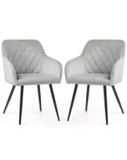 Zestaw 2 szarych krzeseł pikowanych - Caveroz w sklepie Edinos.pl