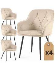 Zestaw 4 beżowych krzeseł pikowanych - Lorviano w sklepie Edinos.pl