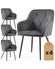 Zestaw 4 grafitowych nowoczesnych krzeseł welurowych - Lorviano w sklepie Edinos.pl