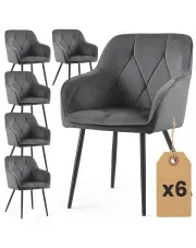 Zestaw 6 grafitowych krzeseł pikowanych - Lorviano w sklepie Edinos.pl