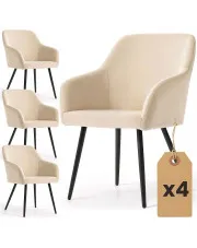 Zestaw 4 beżowych krzeseł tapicerowanych welurem - Terviso 2X w sklepie Edinos.pl