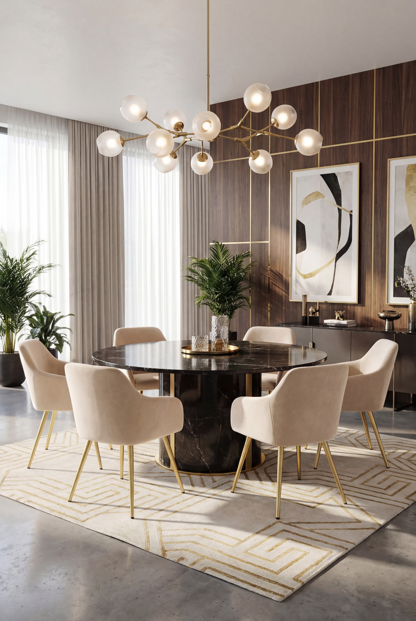 Aranżacja jadalni z beżowymi krzesłami Terviso 3X