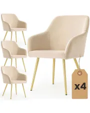 Zestaw 4 beżowych krzeseł welurowych - Terviso 3X w sklepie Edinos.pl