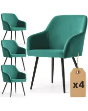 Zestaw 4 nowoczesnych zielonych krzeseł welurowych - .Terviso 2X w sklepie Edinos.pl