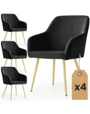 Zestaw 4 czarnych krzeseł welurowych - Terviso 3X w sklepie Edinos.pl